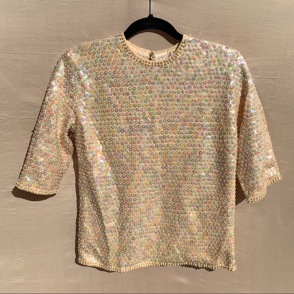 Neiman Marcus Sweaters - VTG 60’s Neiman Marcus Opalescent Sequin Sweater